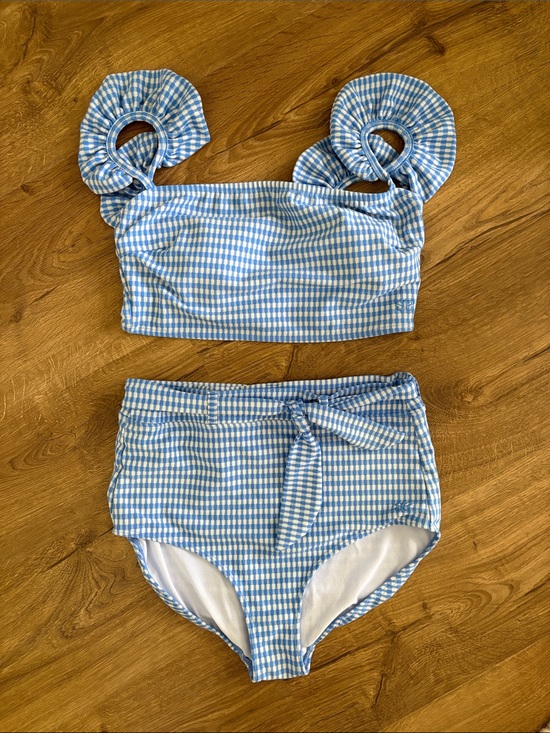 Albion Fit Other - Albion Fit Blue Gingham Check Swim Set Medium